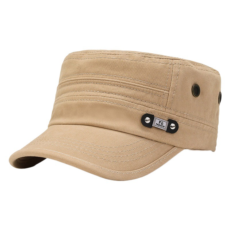 New Flat Top Hat Men's Spring and Autumn Outdoor Casual Cap Simple Sun Hat for Middle-aged Men