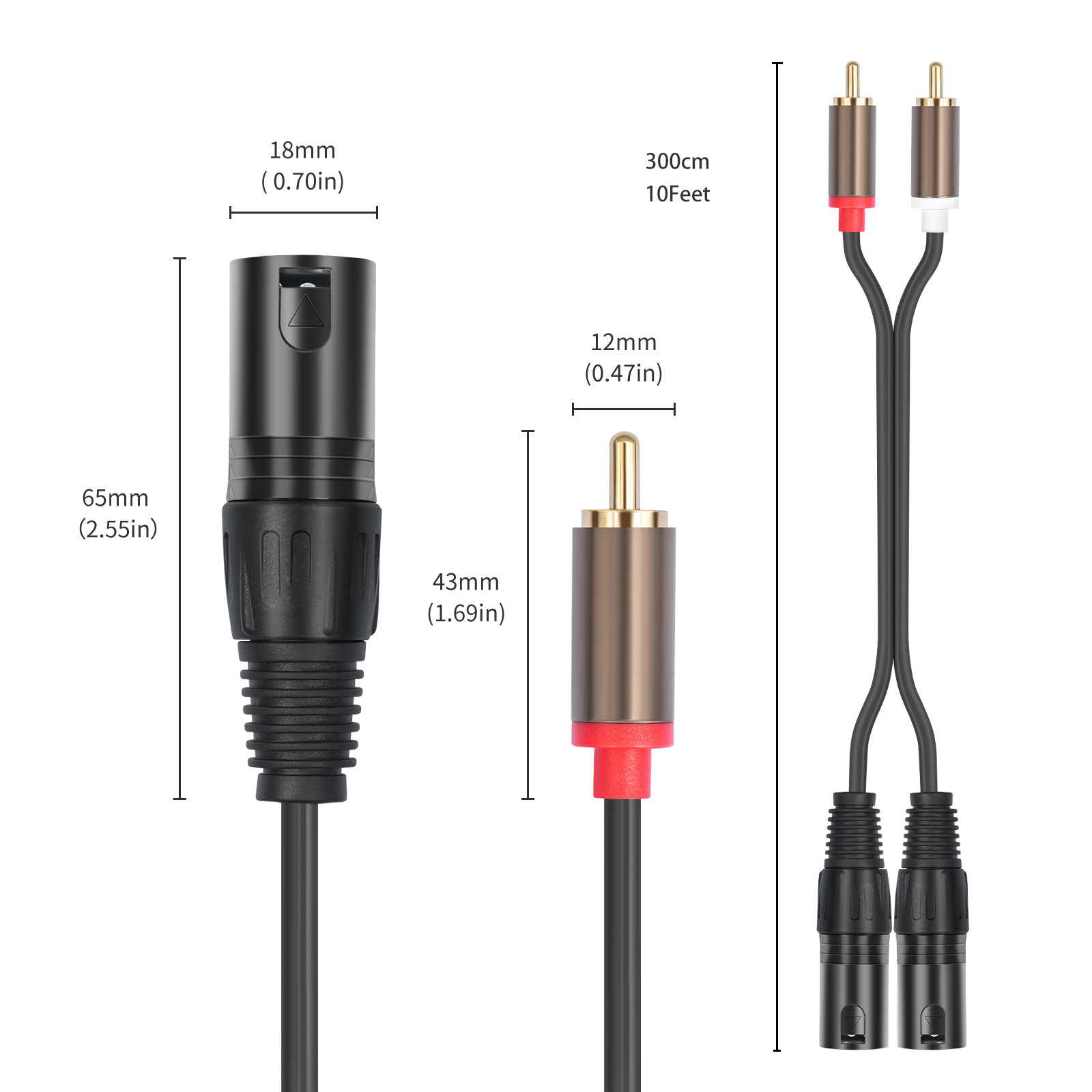 Picture of Hot 2RCA revolution 2XLR public mixer power amplifier audio line double lotus to double card Nong male 1.5 meters 3 meters