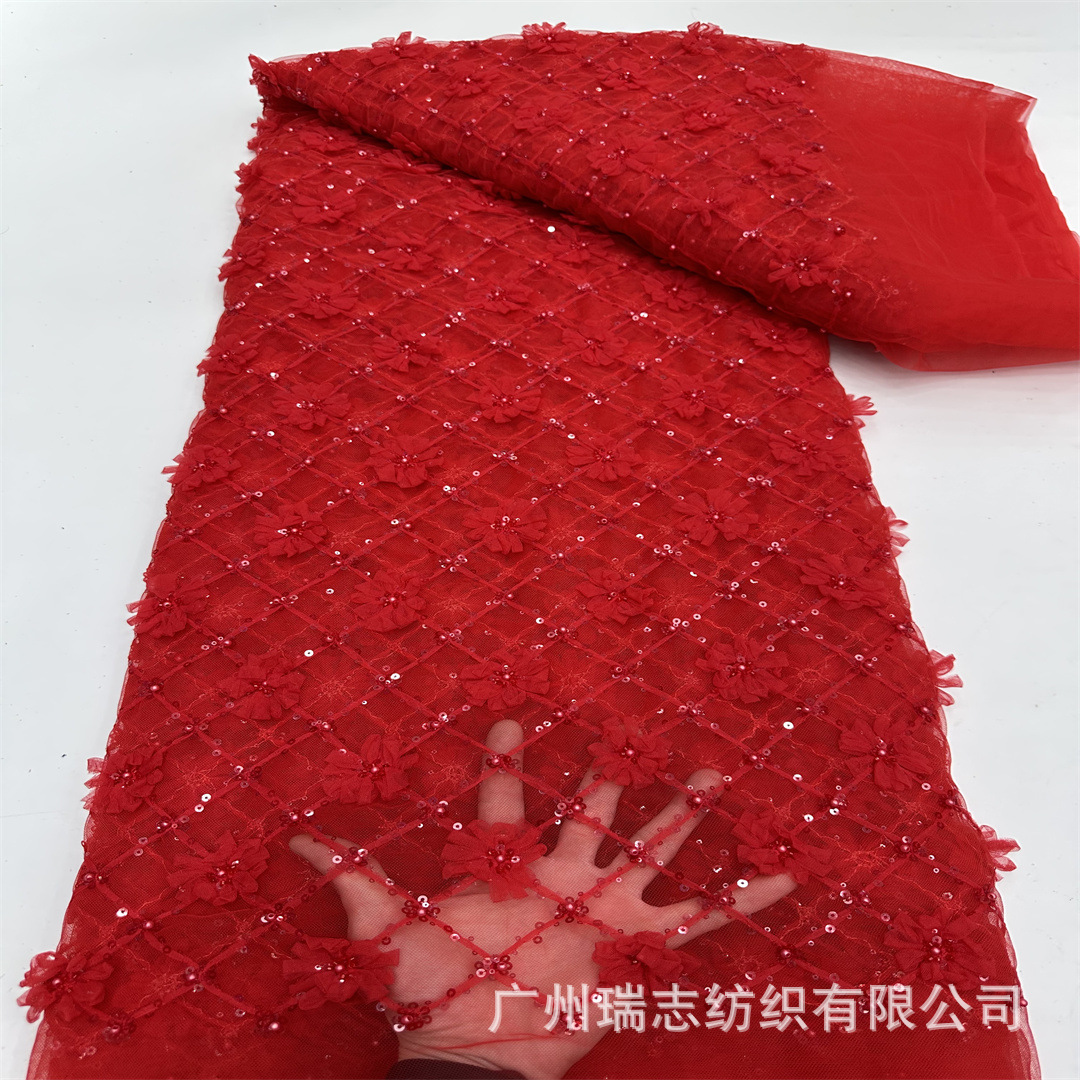 Picture of Evening Dress with Sequin Embroidery, Quilted Three-Dimensional Floral Lace Fabric, Fresh Style Long Children's Dress with Mesh Embroidery Fabric