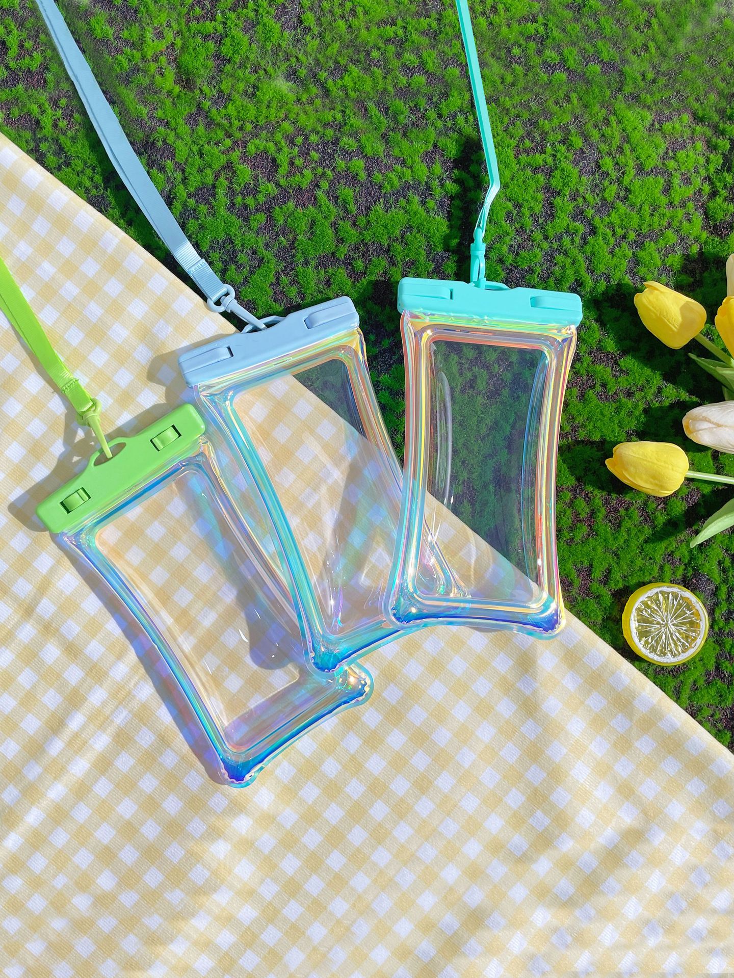Picture of Laser Colorful Cute Air Bag Mobile Phone Waterproof Bag Diving Cover Swimming Rafting Sealed Transparent Mobile Phone Waterproof Bag