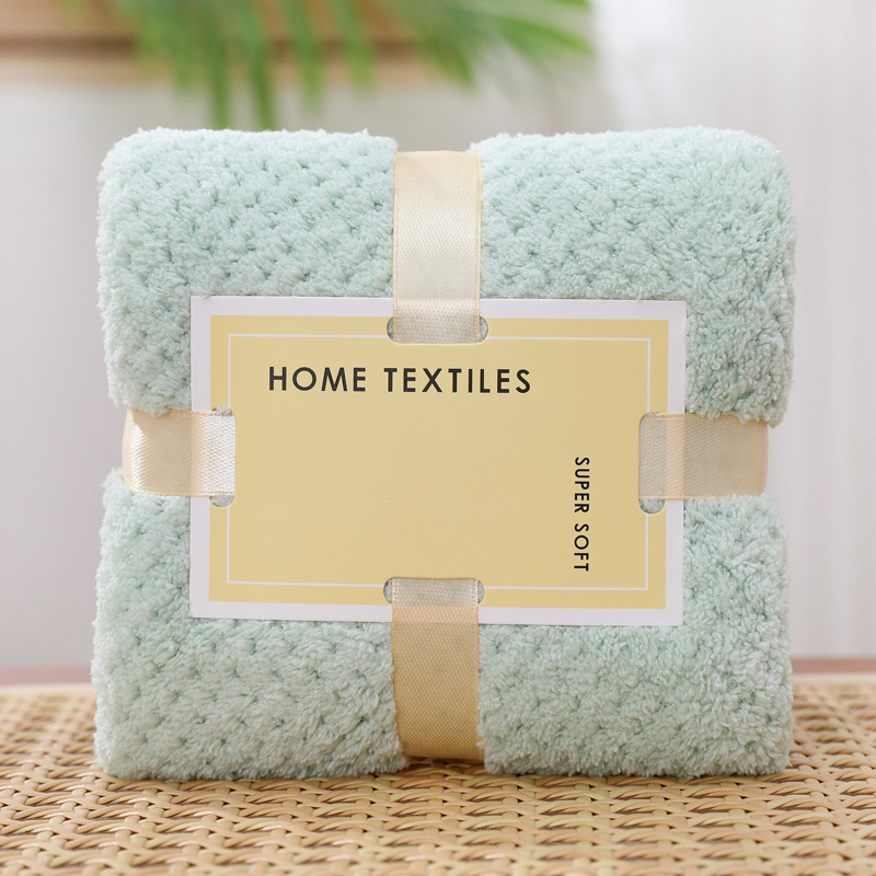 Picture of Wedding gift coral fleece absorbent towel 35*75 tie card wine red joy square towel hand gift