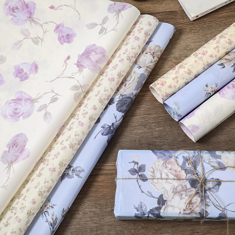 Spot Small Floral Sydney Paper Ins Style Gift Wrapping Paper Colorfulful Rose Printed Copy Paper Colorfulful Thin Paper