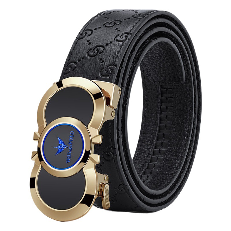 King Paul brand men's belt high-end belt embossed belt body leather cowhide belt fashion belt retail