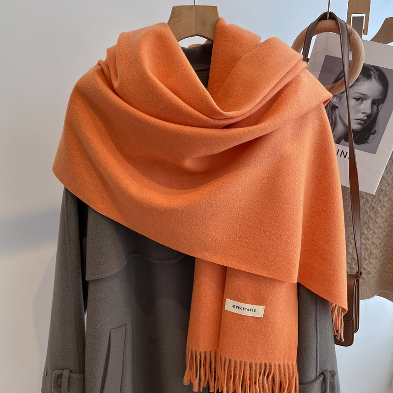 Picture of Blue Imitation Cashmere Scarf for Women 2025 New Winter K-Style Thickeneded Light Blue Scarf Versatile Dual-Use Shawl