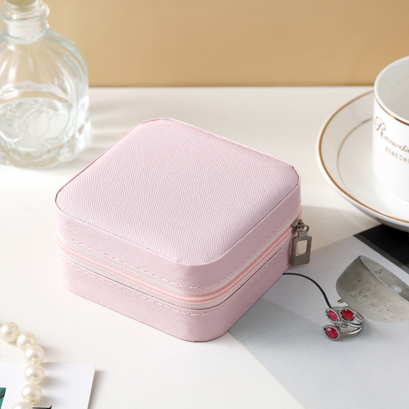 Picture of Leather Small Size Jewelry Storage Box Travel Portable Gift Box with Lock Jewelry Box High-End Jewelry Box