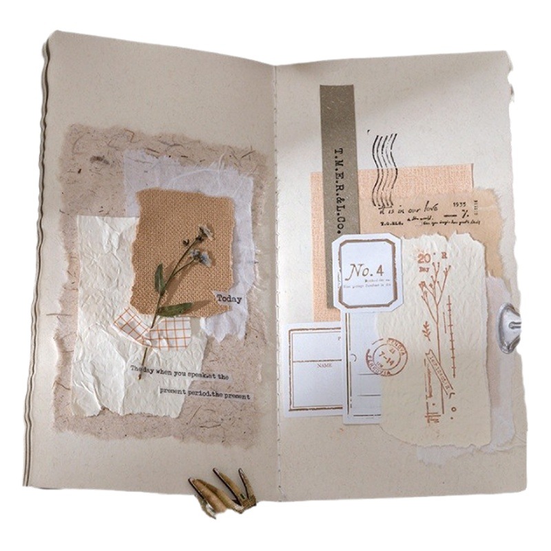 Momo Material Pack Fingertip Temperature Series Retro Fresh DIY Handbook Collage Decorative Base 30 Sheets 4 Styles