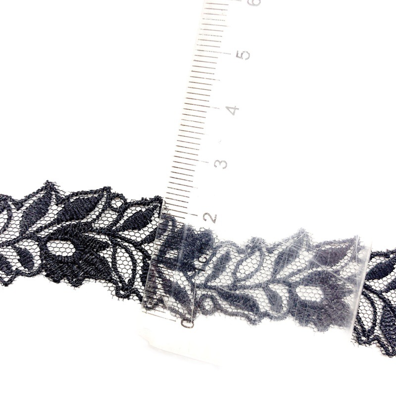 Flower height 2.1CM unilateral wave mesh upper and lower hand cut net water soluble lace embroidered small bar code lace