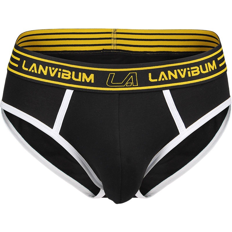 New LANVIBUM men's underwear mid-waist cotton underwear solid color simple U convex comfortable men's briefs