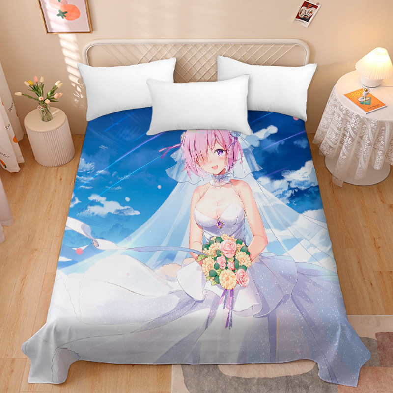 Picture of Anime Two-Dimensional Anime Rem Picture Gentleman 3D Beauty Bed Bed Sheets Single Piece Student Dormitory 1.9m