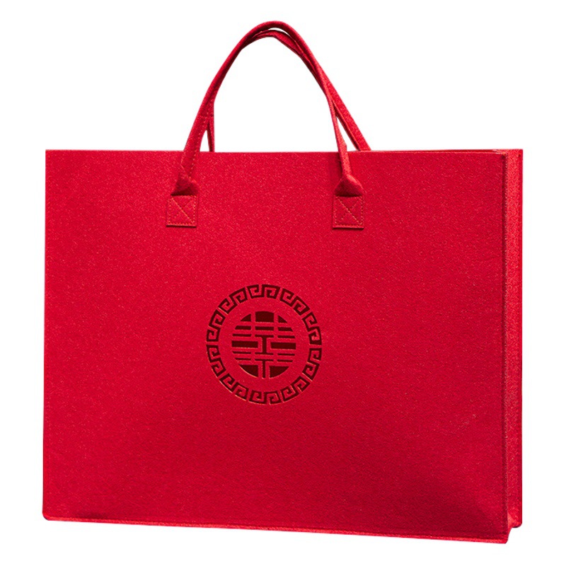 Wedding red four-piece wedding candy gift bag multi-functional large quilt silk quilt storage bag bed tote bag