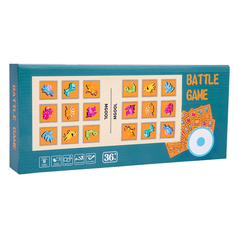 Wooden double-sided dinosaur digital battle game matching puzzle children's logical thinking parent-child interactive board game toy