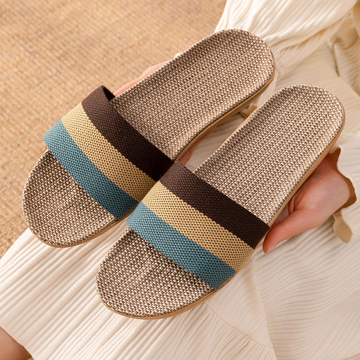 Jialiya Linen Slippers Men's Spring and Autumn Indoor Home Household Couples Four Seasons Cotton and Linen Slippers Women's Wholesale