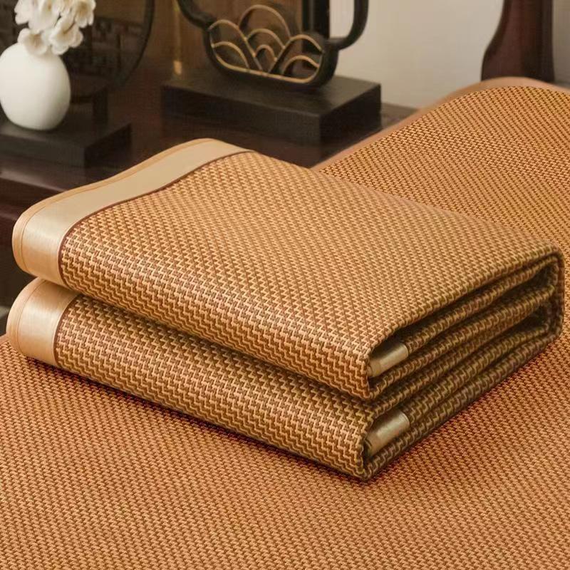 Summer Mat Rattan Mat Three-Piece Set Lunch Break Bed Foldable Student Dormitory Thickened Mat Ice Silk Mat Soft Mat Wholesale