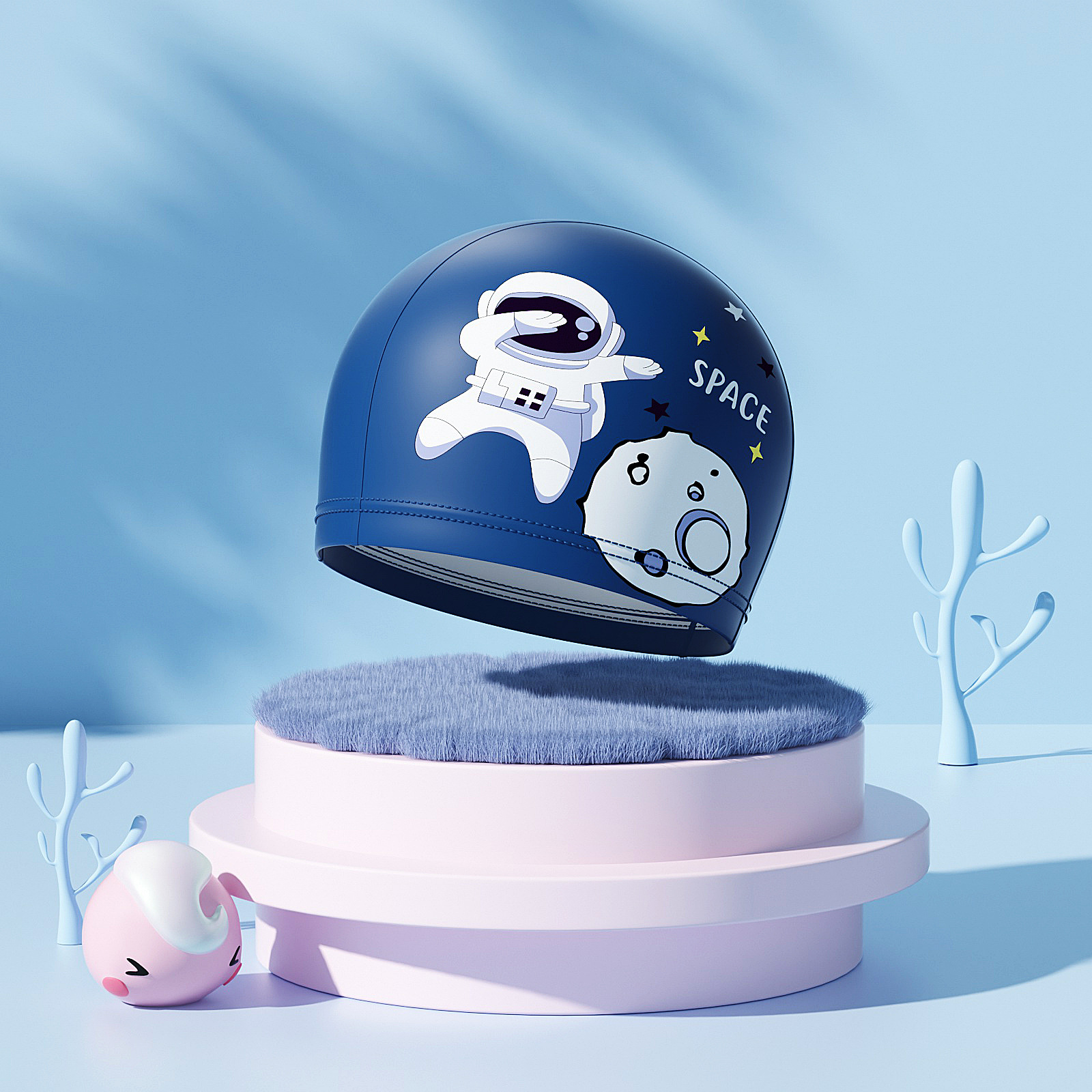 Picture of Youyou Children's Swimming Cap for Boys and Girls, Cartoon Cute Pu Swimming Cap for Girls with Long Hair, Waterproof, Non-Tightening, Cartoon Style Wholesale