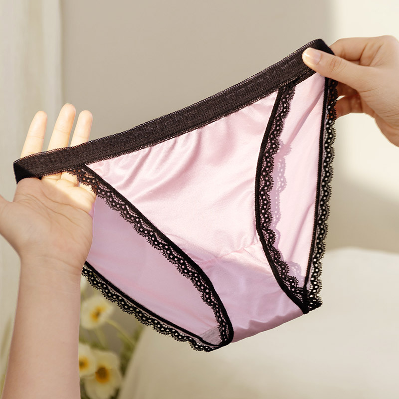 European and American low waist bikini underwear ultra-thin ice silk briefs lace sexy fashion letters belt for women