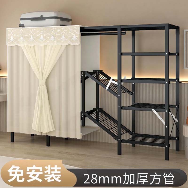 Installation-free folding wardrobe home bedroom simple wardrobe sturdy assembly thickened and thickened cloth wardrobe new wardrobe