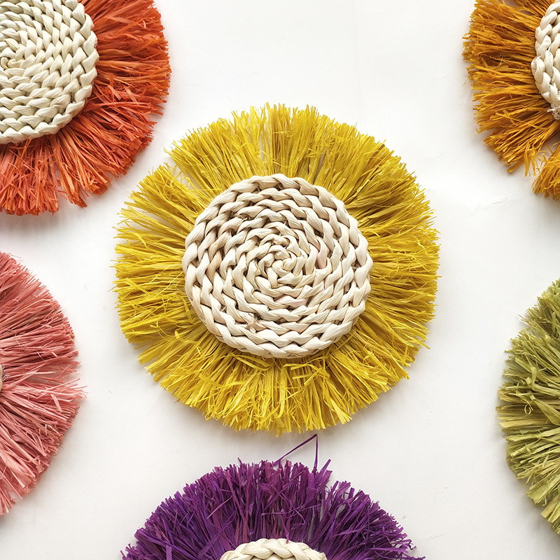 Picture of Pastoral Style Wall Decoration Handmade Straw Wall Decoration Background Wall Decoration Moroccan Style Decoration Sofa Bedside Hanging Decoration