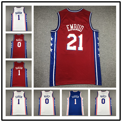 Foreign Trade Basketball Jersey 2023 New Season 76ers No.21 Embiid Embroidered Basketball Suit Sports Training