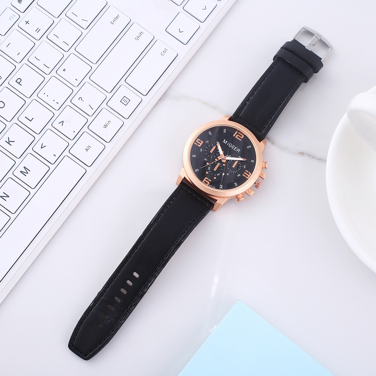 Picture of 6Pcs/Set Suit Belt+Wallet+Button Cufflinks+Keychain+Quartz Watch+Pen Gift Box Creative Gift Box