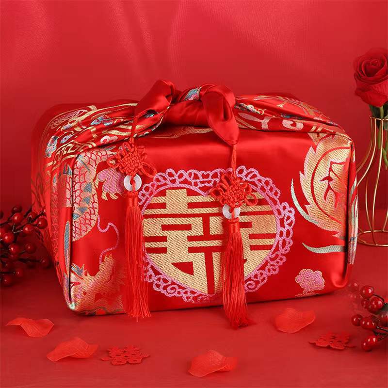 Wedding red bag leather woman bride dowry set bride dowry bag wedding basin wrapping cloth wedding supplies