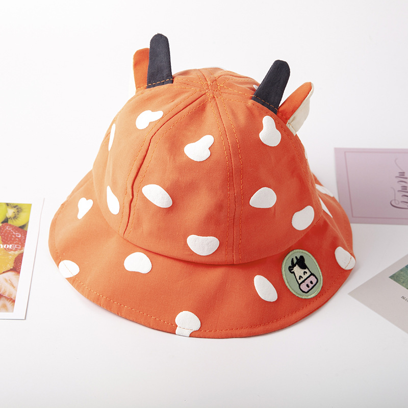 Picture of Baby Hat Spring and Summer Korean-style Sunshade Basin Hat for Boys and Girls Cute Cow Super Cute Breathable Net Fisherman Hat