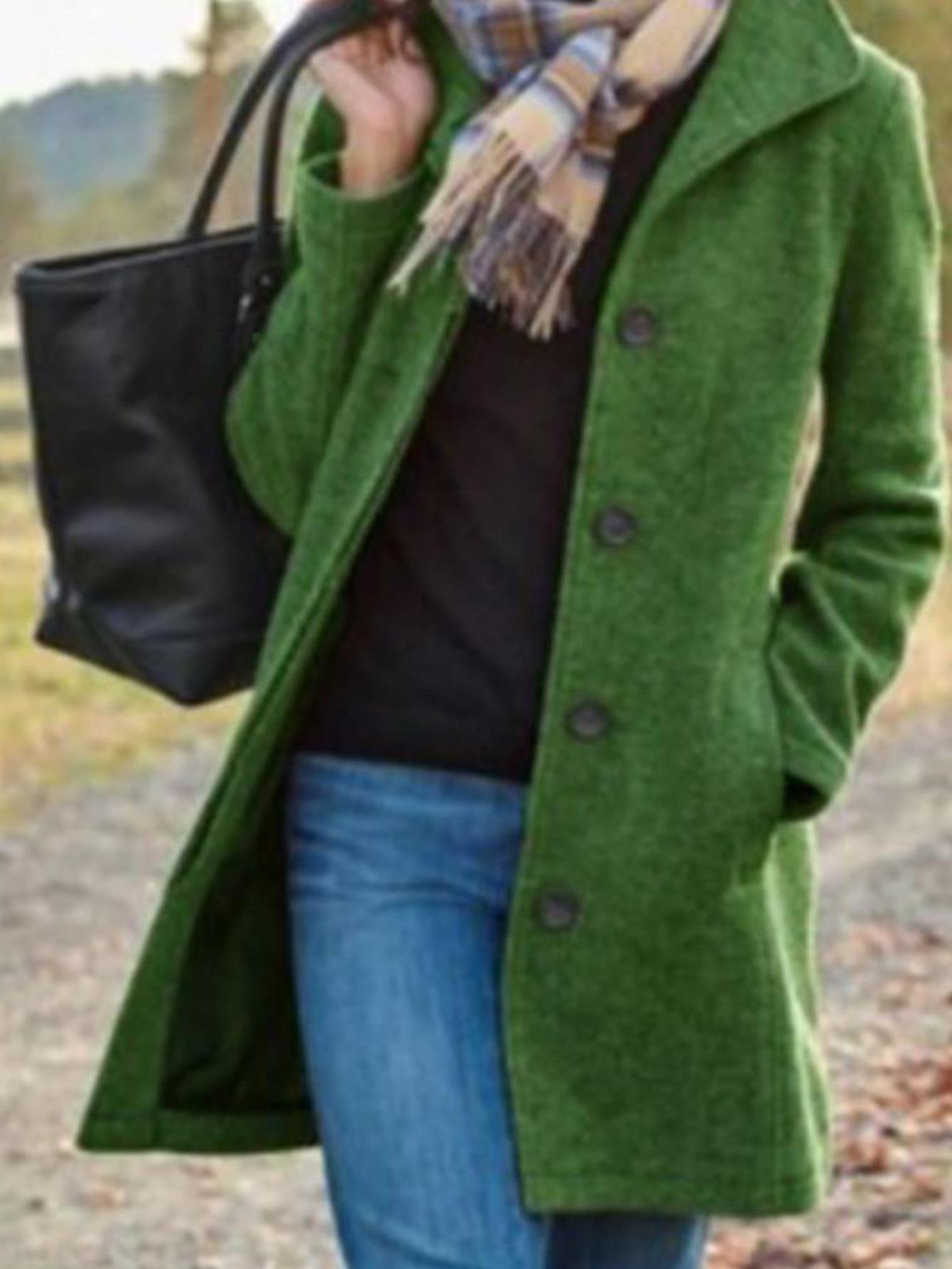 Picture of 2024 Amazon Hot Style European and American Fashion Thickeneded Woolen Outwear Autumn and Winter Women's Pure Color Long Outwear Women's Fashionable