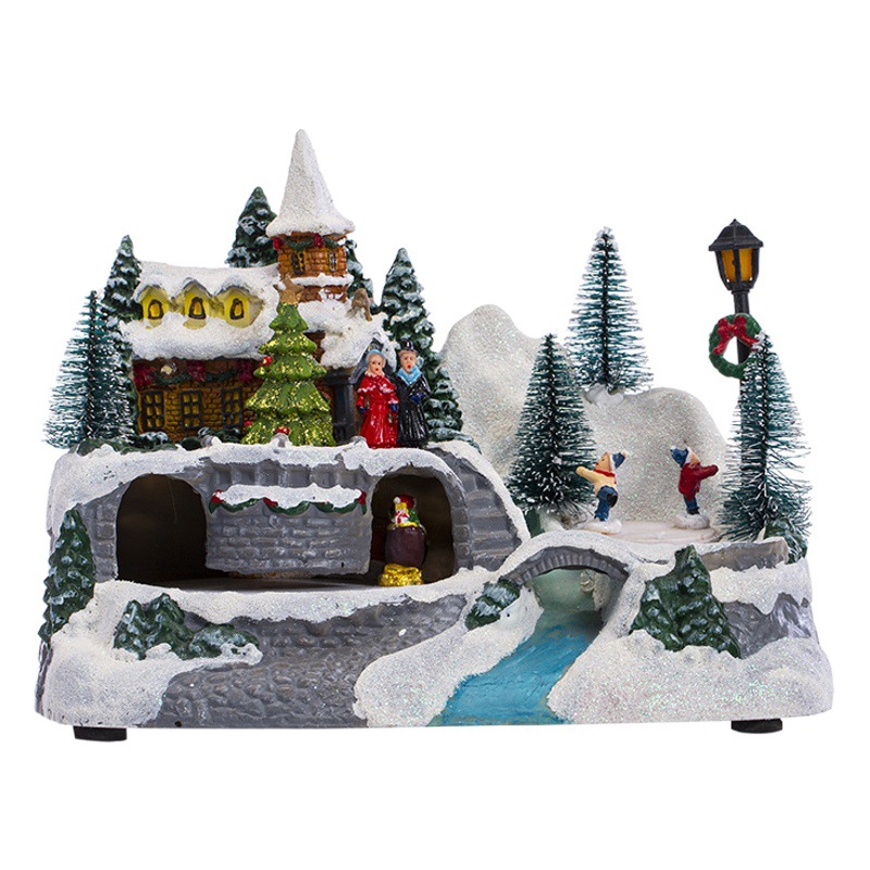 Christmas New Luminous Music House Christmas Decorations LED Lights Snow House Christmas Gift Creative Ornaments