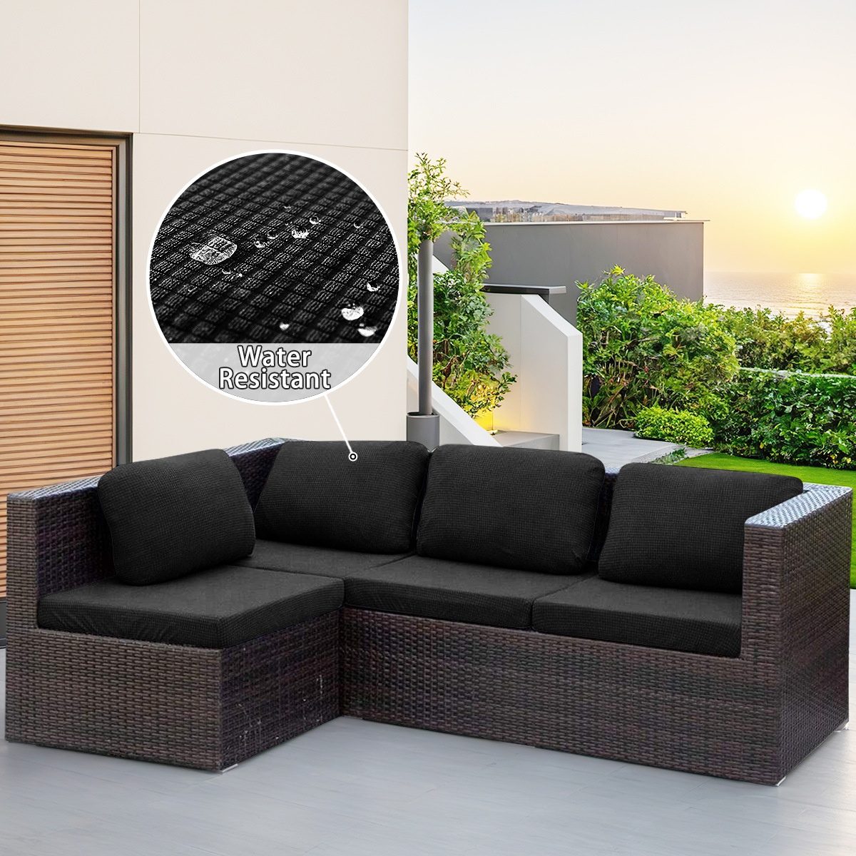 Amazon Waterproof Fleece Sofa Cushion Cover Solid Color Elastic Outdoor Sofa Cover SHEIN in stock