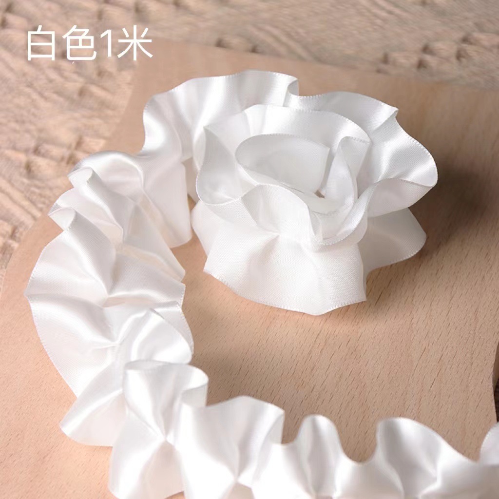 5cm wide and 1 creamy-white long ruffle frills ribbon polyester ribbon ribbon flower baking cake decoration wholesale