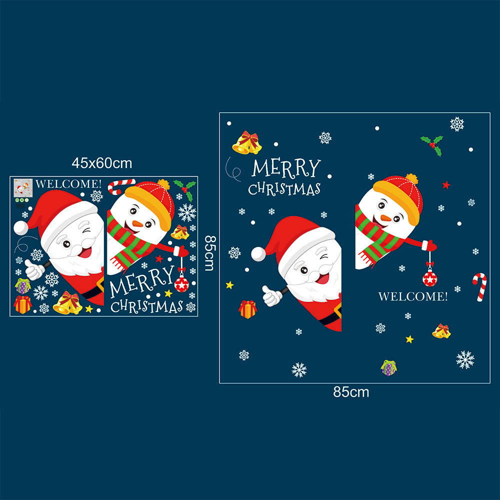 Picture of Wall Stickers Manufacturer Wholesale Christmas New Santa Claus Snowman Door Stickers Removable Decorative Christmas Wall Stickers Xh6253