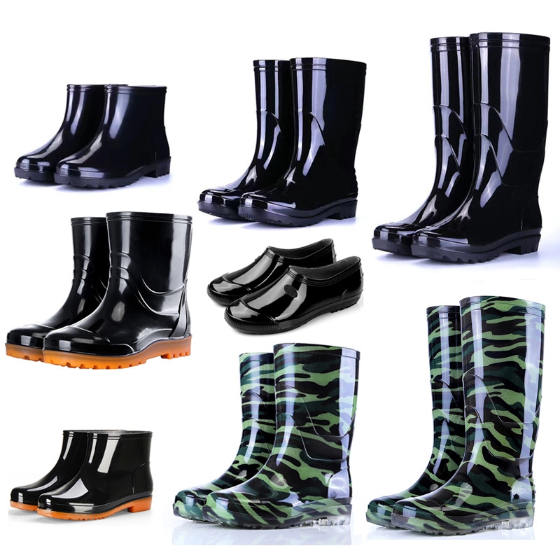 Taobao Men's Rain Boots with Rubber Soles, Camouflage Pattern, Waterproof, Non-Slip, Wear-Resistant, Fleece-Lined for Warmth, Labor Protection Shoes, Popular Style