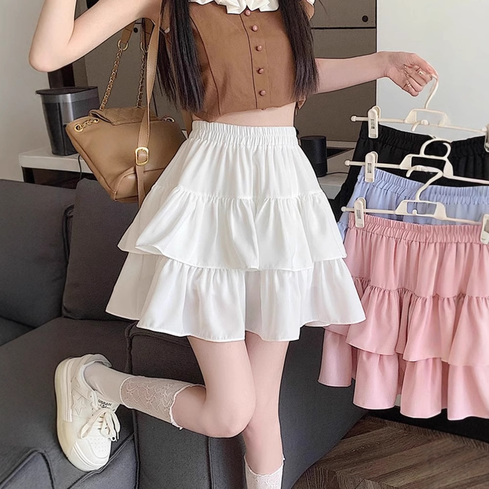 Cake Skirt Short White Skirt Women's Summer New Ballet Style Petite Skirt Princess Tutu Skirt Pants Skirt
