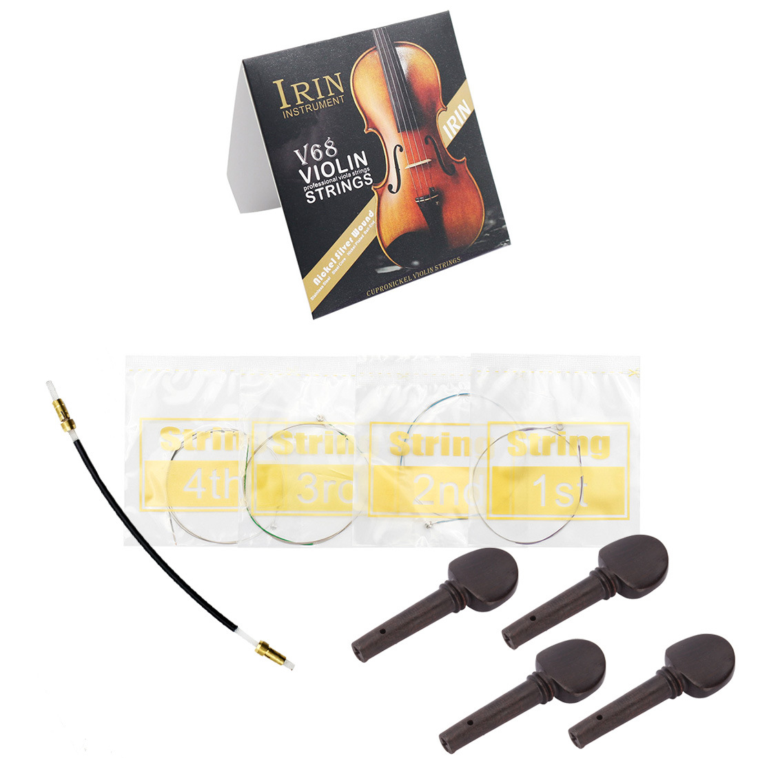 Wholesale violin three-piece set (V68 violin string ebony with fish eye string tail rope) violin accessories