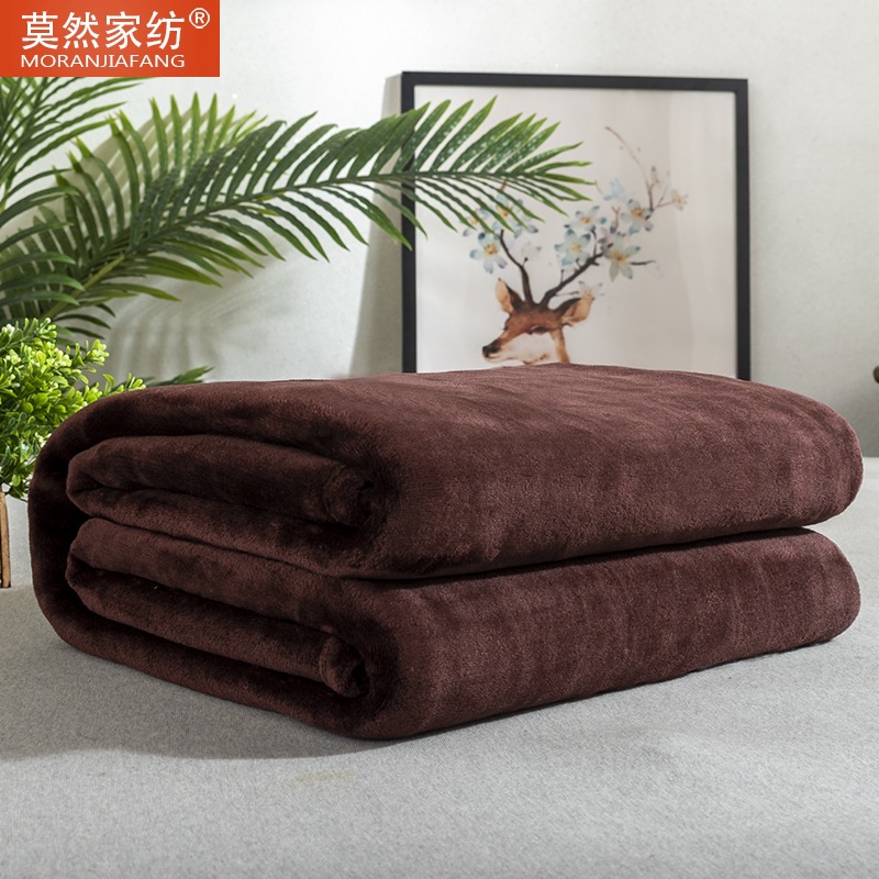 Picture of Solid Color Flannel Blanket Summer Air Conditioning Blanket Office Nap Blanket Single Layer Double-sided Fleece Four Seasons Thin Blanket
