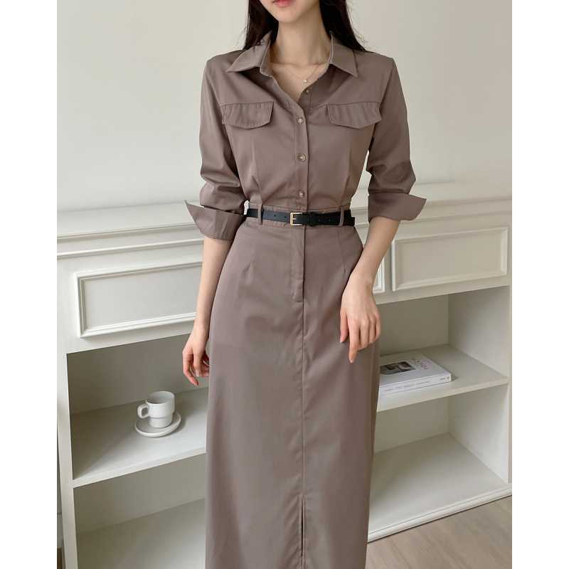 South Korea French Retro Elegant Lace-up dress with Belt