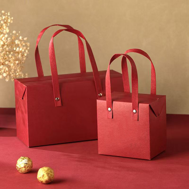 Cross-border portable box foreign trade handbag solid color gift bag Amazon portable box empty box red gift box wholesale