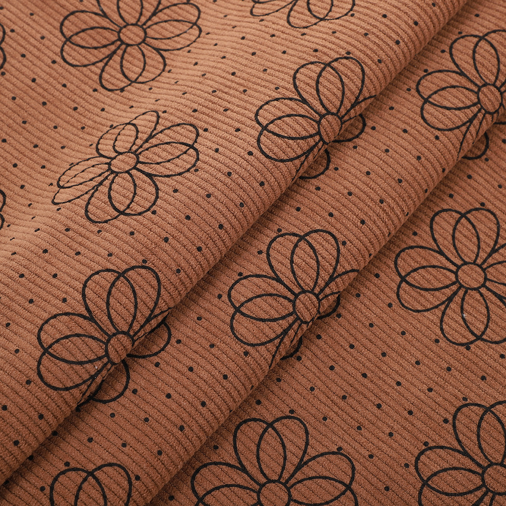 Picture of New laser Denim jacquard clothing fabric leather fabric burning flower cutting hollow laser printing cat whiskers wholesale