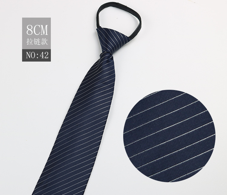 Picture of Factory Black Men's Tie Striped Blue Business Tie Lazy People Knot Free Zipper Tie in stock Wholesale