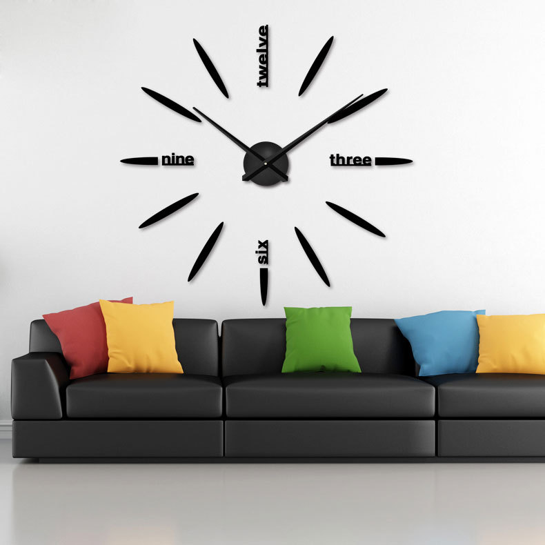 GZ206 3D Acrylic Mirror Wall Clock Fashion Simple DIY Wall Clock Creative Home Accessories