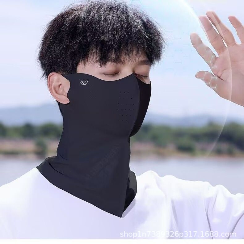 Picture of Summer Sunscreen Mask Men's Ice Silk Neck Protection Mask Thin Breathable Cycling Black Tide Mountain Climbing Fishing Sunshade Women