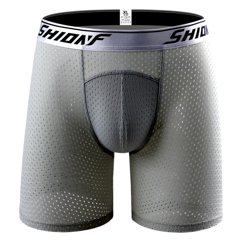 Chunfeng Men's Sports Underwear Men's Ice Mesh Boxer Briefs Extended Running Tight Anti-Wear Legs Large Size Pants