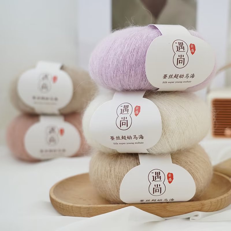 Mohair Yarn, Mulberry Silk Mohair Yarn, South African Young Mohair Hand-Knitted Sweater Scarf Yarn Wholesale