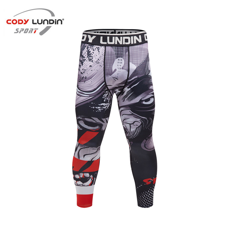 Picture of 2019 Winter new fitness trousers men running yoga 3D printing compression tights wholesale