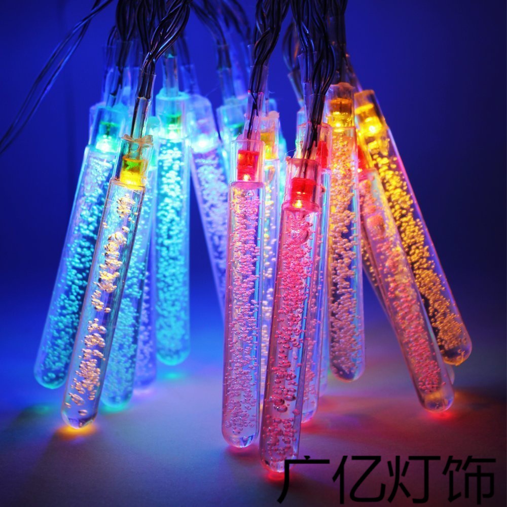 Cross-border outdoor solar LED bubble stick column lamp string Christmas holiday interior decoration color light string manufacturers wholesale