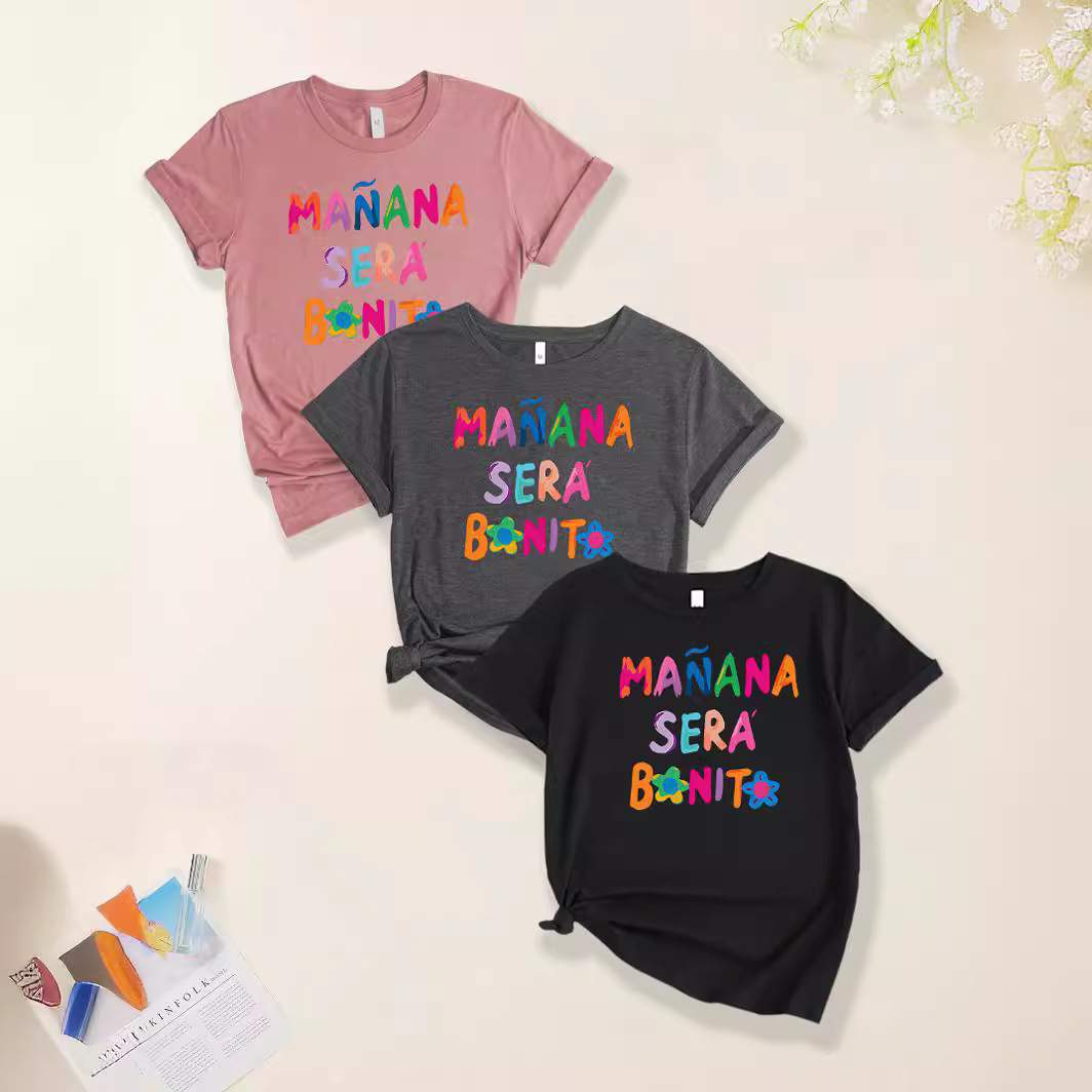 Foreign trade Independent Station Women's top Round Neck Letter Printed Short-sleeved t-shirt three-piece Set