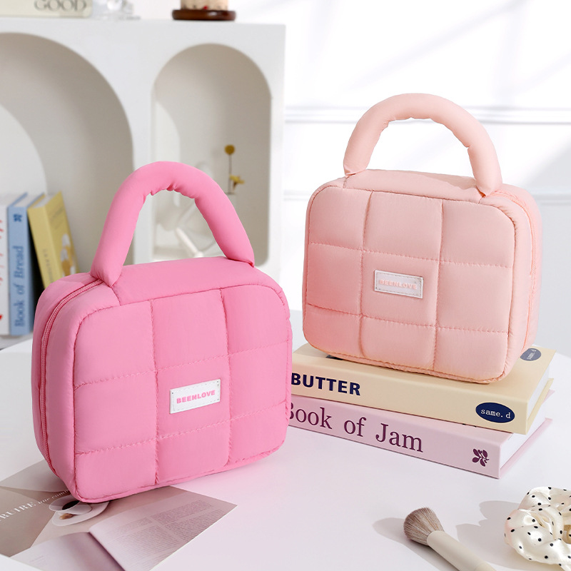Picture of Runhui Puff Quartet Storage Bag Candy Color Cotton Soft Portable Cosmetic Bag Cosmetic Bag Large Capacity High-class Sense