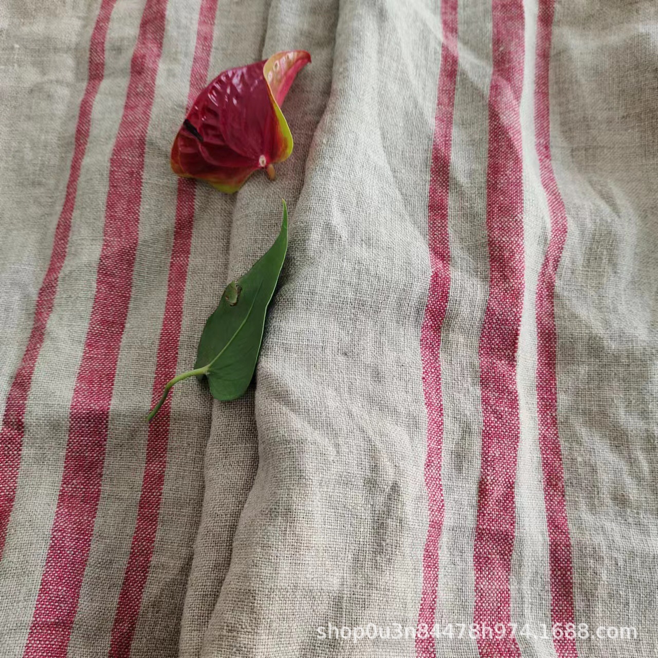 Picture of Pure Linen Rain Dew Linen Stripesd Enzyme Washing Fabric Pure Linen Strips Bag Fabric Linen Strips Chair