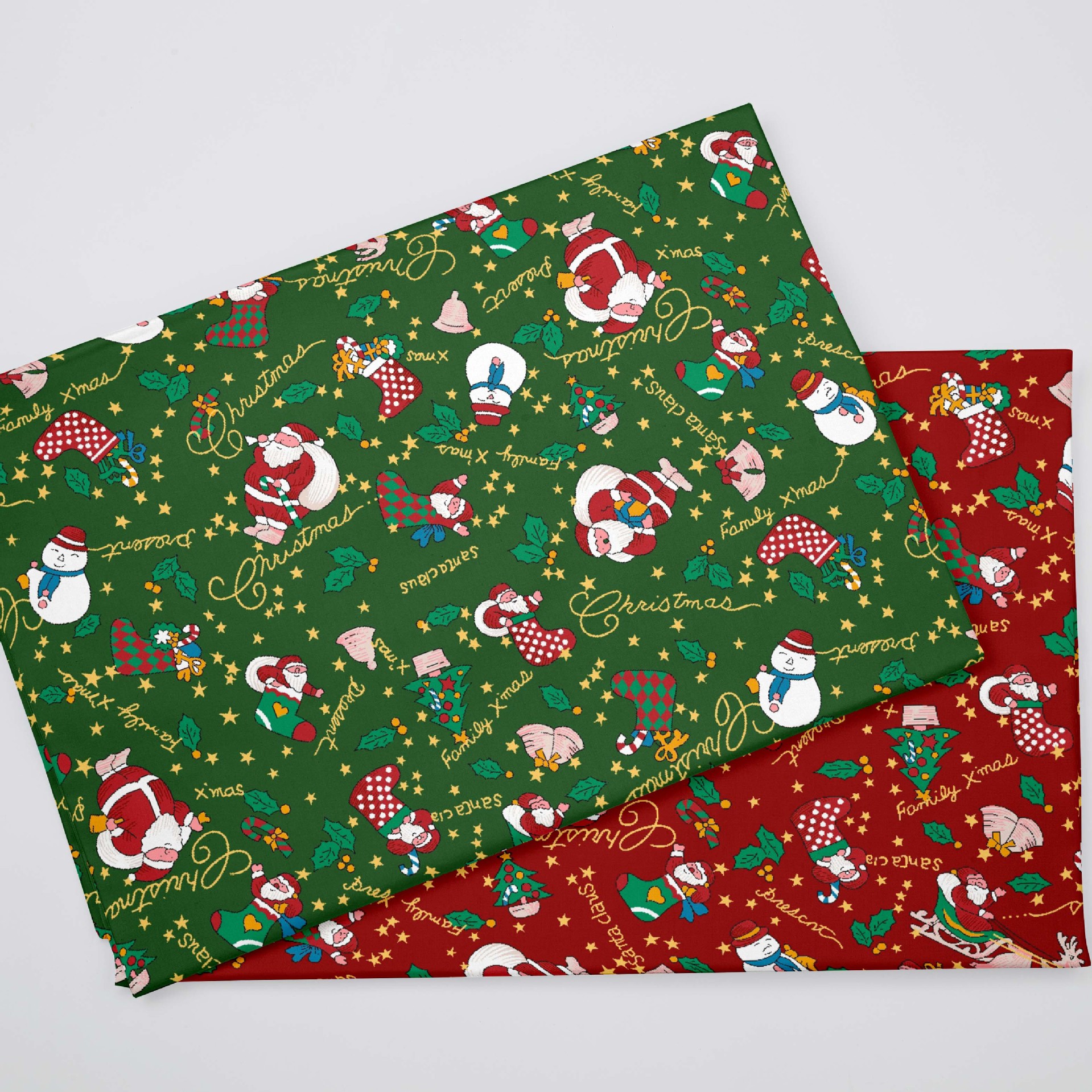 Wholesale supply of 133*72 twill printed fabric, cartoon print, 40s cotton fabric, 1.6-meter width Christmas series