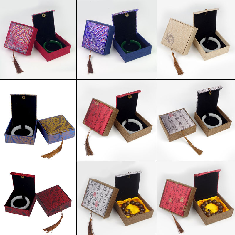 Antique tassel jewelry packaging box poetry printing jewelry box beads bracelet storage box wholesale