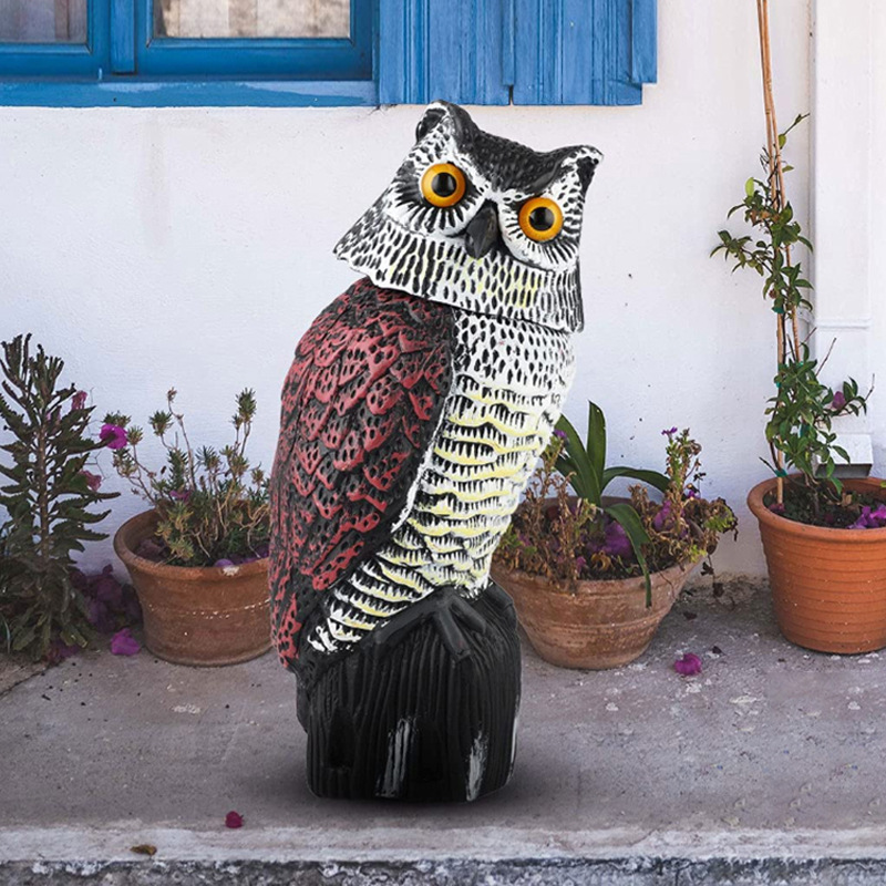 Picture of Cross-border simulation owl ornaments decoration can shake his head garden rodent blow molding crafts scare bird props Amazon
